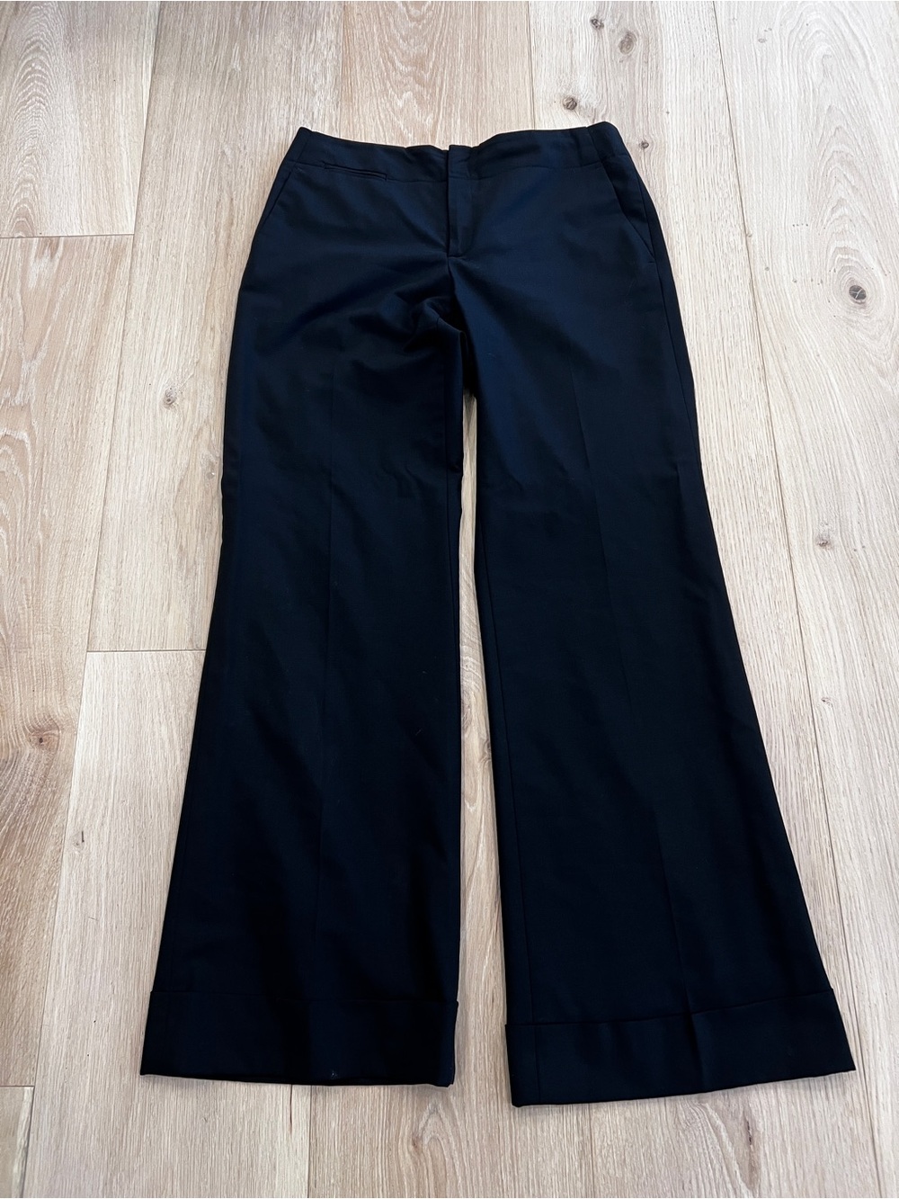 Banana Republic Wool Martin Stretch Black Wide-Leg Trousers – Size 6